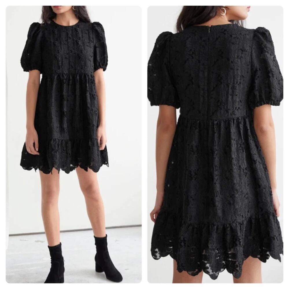 & OTHER STORIES Puff Sleeve Jacquard Mini Dress